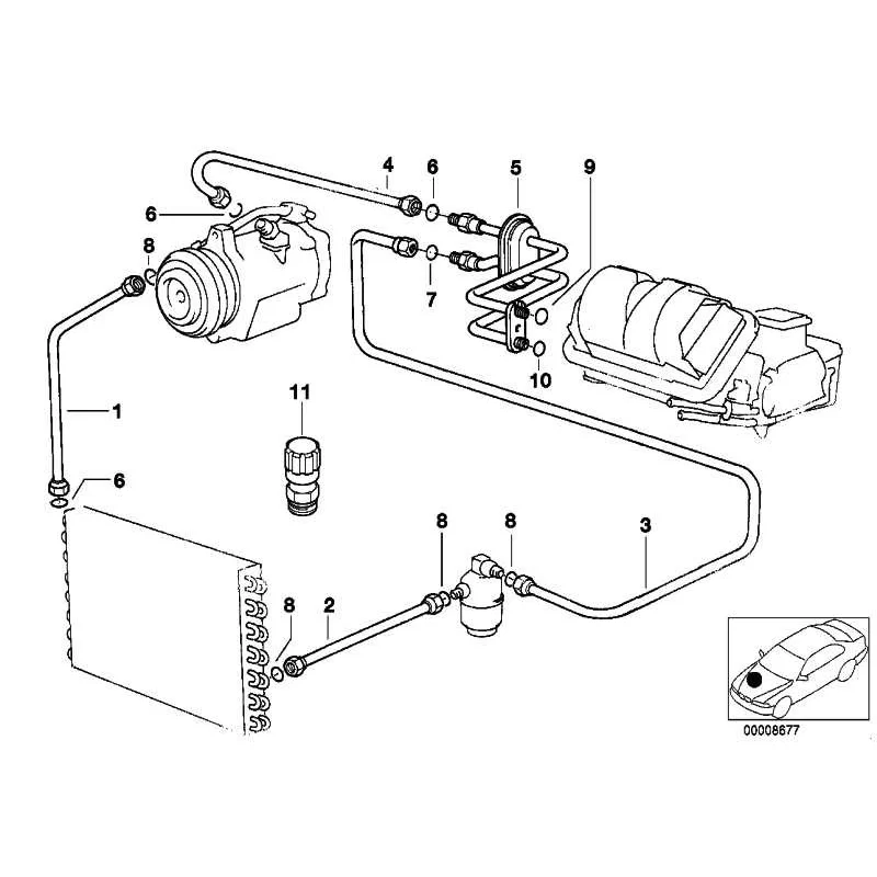 Genuine BMW SUCTION PIPE EVAPORATOR-COMPRESSOR (64538363442)