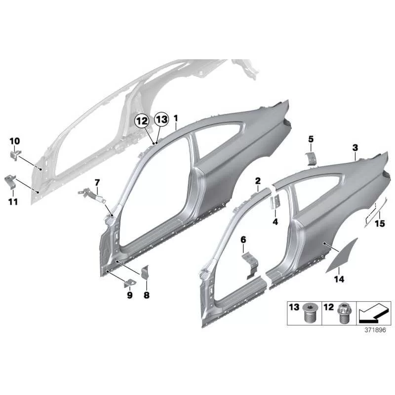 Genuine BMW Side frame, exterior, left (41007344979)