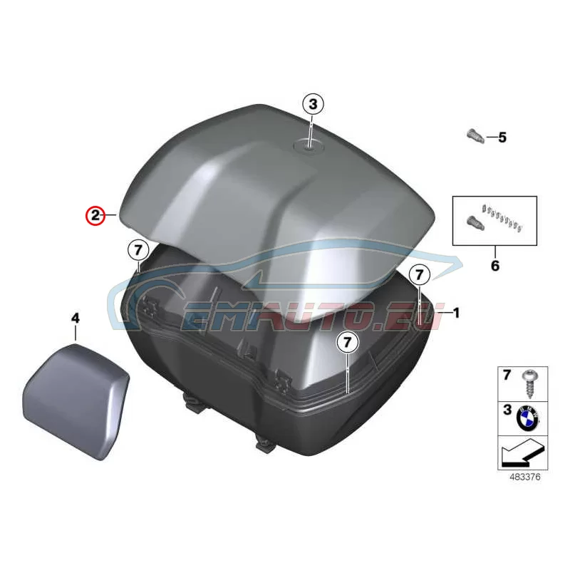 Genuine BMW Outer shell, Topcase cover, primed (77438552006)