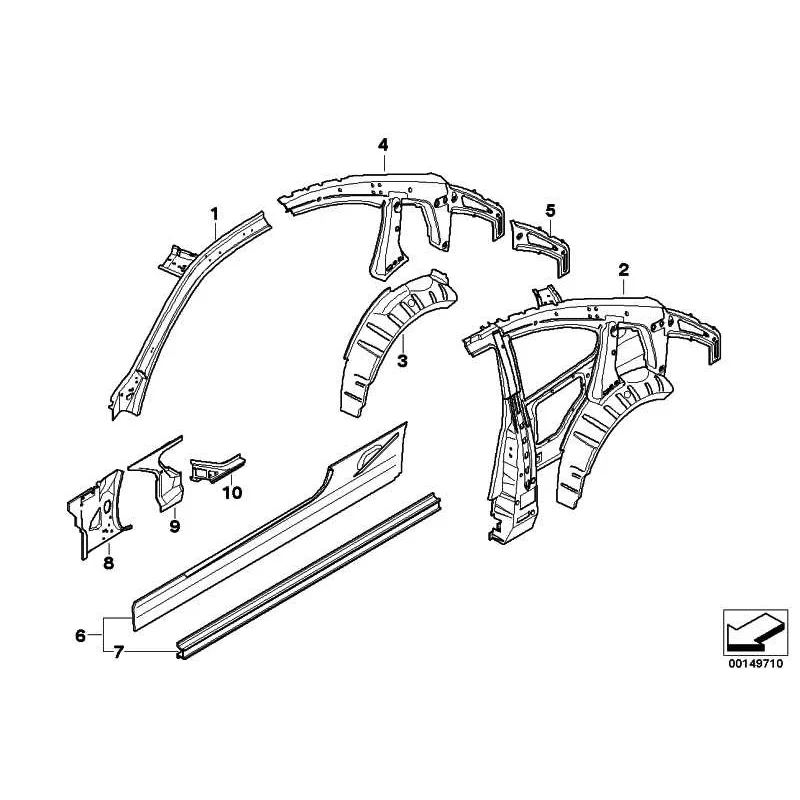 Genuine BMW Right interior side frame (41008045856)