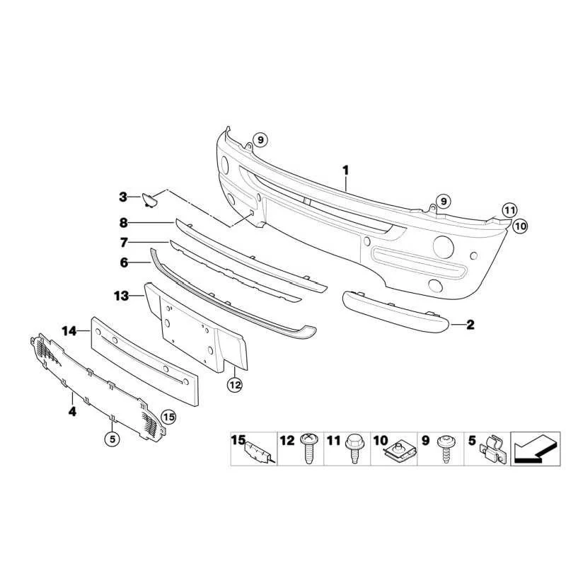 Genuine Mini Panel, bumper, primed, front (51116800140)