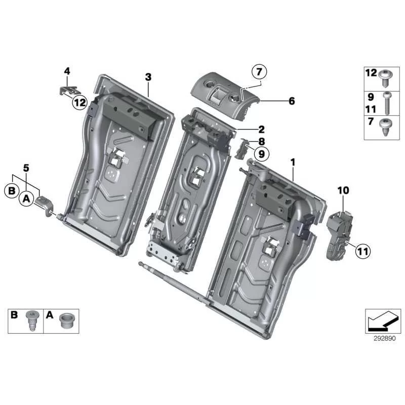 Original BMW Rahmen Rückenlehne links (52207308965)