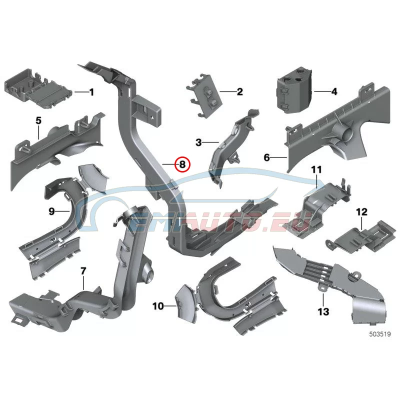 Original BMW Kabelschacht Stirnwand (61136839771)