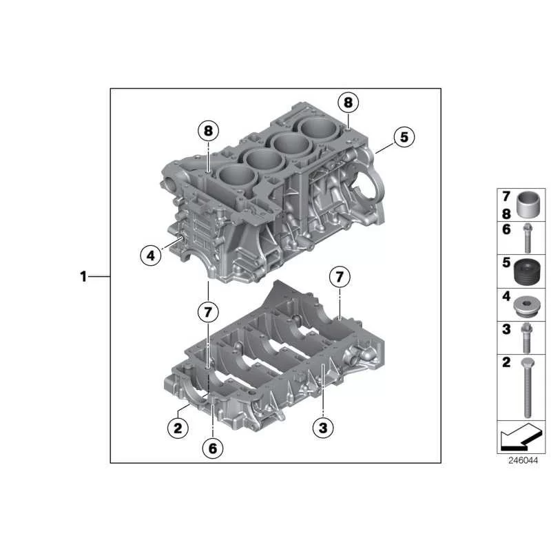 Genuine BMW Engine block with piston (11112357459)