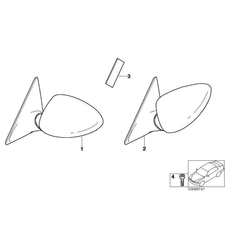 Genuine BMW RIGHT PRIMED EL.EXTER.HEATABLE MIRROR (51167893570)