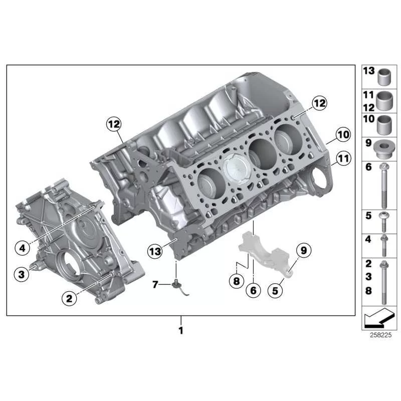 Genuine BMW Engine block with piston (11112351268)
