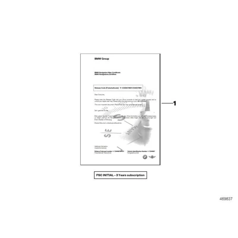 Genuine BMW Enabling code CIC card Europe Initial (65902409416)