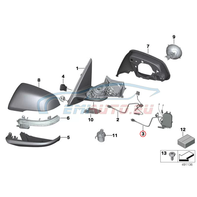 Genuine BMW Mirror electronics, left (67137478767)