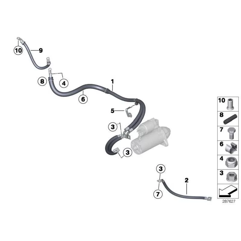 Genuine BMW CABLE ALTERNATOR-STARTER-BASE B+ (12427851482)