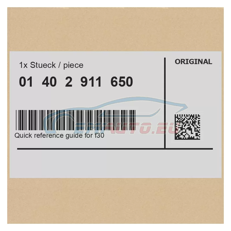 Genuine BMW 01402911650 - Quick Reference Guide for F30 Hybrid