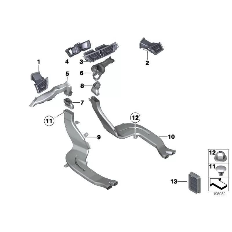 Genuine BMW FRESH AIR GRILLE CENTER (64229258357)